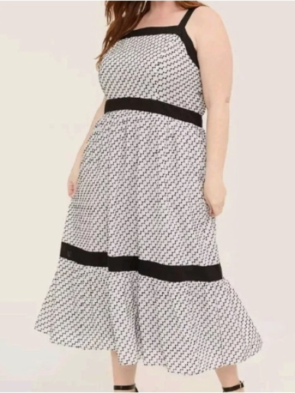 Lane Bryant Black and White Geometric Midi Dress